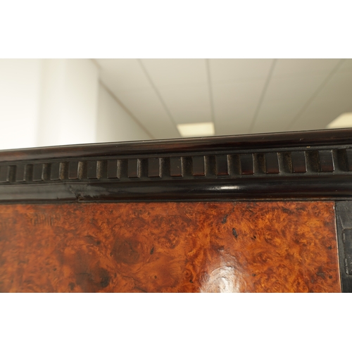 156 - AN EARLY 19TH CENTURY ANGLO CHINESE AMBOYNA AND EBONY IVORY INLAID SECRETAIRE BOOKCASE with hinged d... 