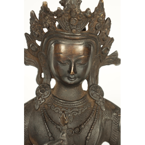 170 - A CHINESE TIBETAN BRONZE FIGURAL SCULPTURE, modelled as Amitayus, the Buddha of Light. (37cm high)