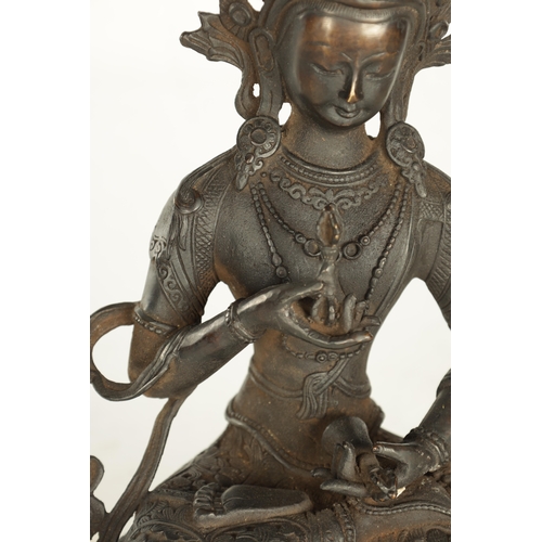 170 - A CHINESE TIBETAN BRONZE FIGURAL SCULPTURE, modelled as Amitayus, the Buddha of Light. (37cm high)