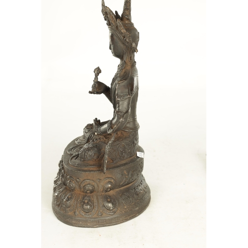 170 - A CHINESE TIBETAN BRONZE FIGURAL SCULPTURE, modelled as Amitayus, the Buddha of Light. (37cm high)