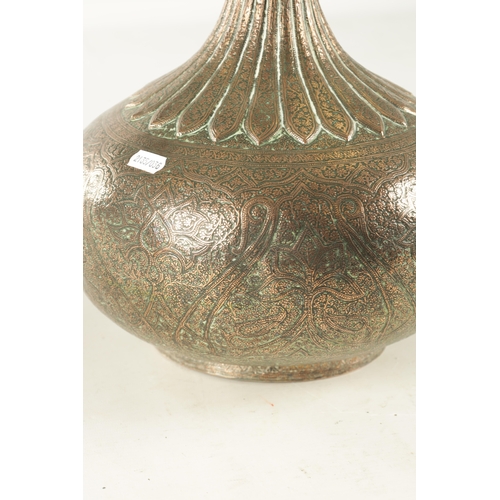 181 - A 19TH CENTURY INDIAN COPPER SILVER PLATED LIDDED VASE with embossed floral all-over decoration. (51... 