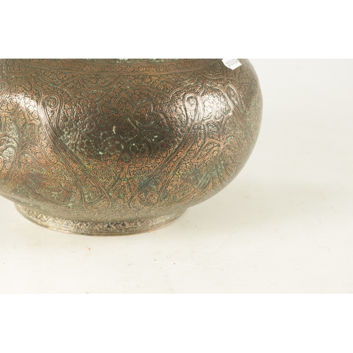 181 - A 19TH CENTURY INDIAN COPPER SILVER PLATED LIDDED VASE with embossed floral all-over decoration. (51... 