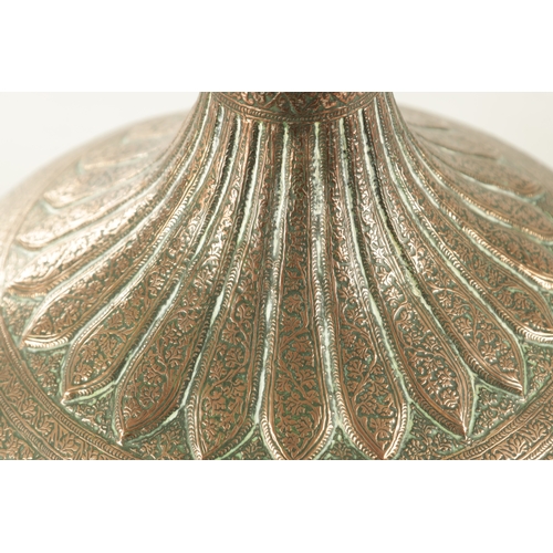 181 - A 19TH CENTURY INDIAN COPPER SILVER PLATED LIDDED VASE with embossed floral all-over decoration. (51... 