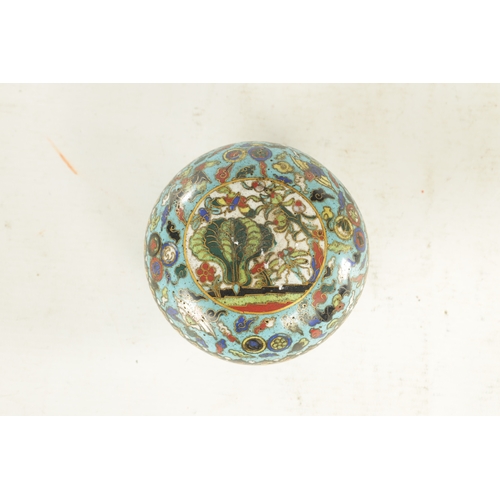 182 - A 19TH CENTURY CHINESE CLOISONNE ENAMEL LIDDED BOX brightly coloured depicting animals and leaf deco... 