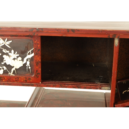 190 - A JAPANESE MEIJI PERIOD SHIBAYAMA LACQUERWORK COLLECTORS DISPLAY CABINET with scarlet lacquer ground... 