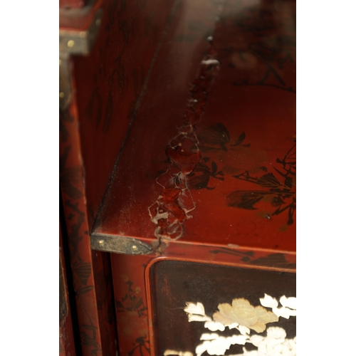 190 - A JAPANESE MEIJI PERIOD SHIBAYAMA LACQUERWORK COLLECTORS DISPLAY CABINET with scarlet lacquer ground... 