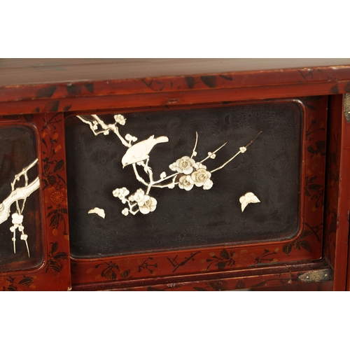 190 - A JAPANESE MEIJI PERIOD SHIBAYAMA LACQUERWORK COLLECTORS DISPLAY CABINET with scarlet lacquer ground... 