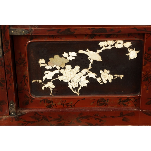 190 - A JAPANESE MEIJI PERIOD SHIBAYAMA LACQUERWORK COLLECTORS DISPLAY CABINET with scarlet lacquer ground... 