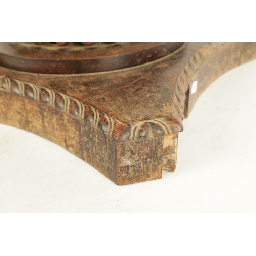 192 - AN UNUSUAL REGENCY ANGLO INDIAN CARVED HARDWOOD JARDINIERE with gadrooned leaf carved body raised on... 