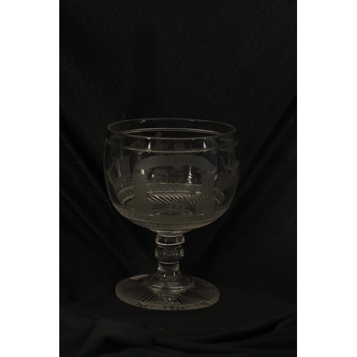 2 - A LARGE LATE 19TH CENTURY CUT GLASS ENGRAVED MASONIC GOBLET the body decorated with Masonic emblems,... 