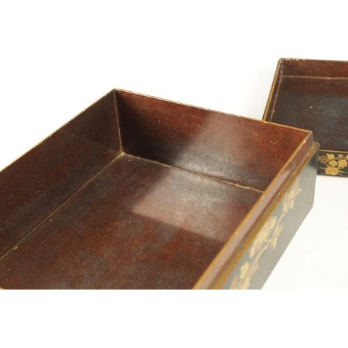 201 - A JAPANESE MEIJI PERIOD LACQUER WORK WRITING BOX of rectangular form with relief japanned lacquer de... 