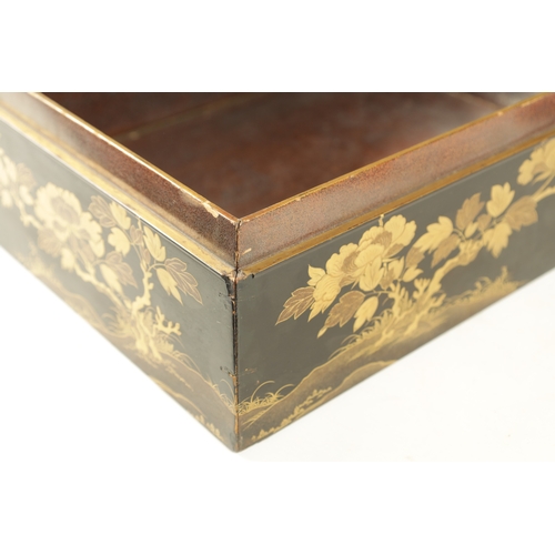 201 - A JAPANESE MEIJI PERIOD LACQUER WORK WRITING BOX of rectangular form with relief japanned lacquer de... 