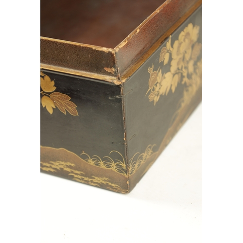 201 - A JAPANESE MEIJI PERIOD LACQUER WORK WRITING BOX of rectangular form with relief japanned lacquer de... 