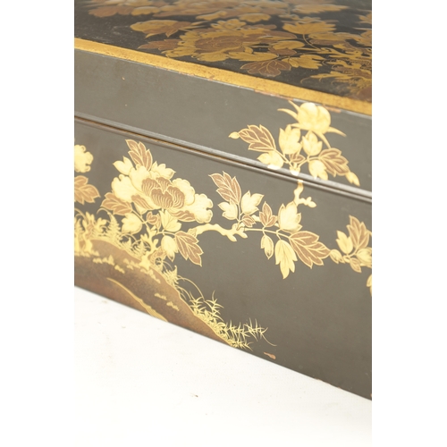 201 - A JAPANESE MEIJI PERIOD LACQUER WORK WRITING BOX of rectangular form with relief japanned lacquer de... 