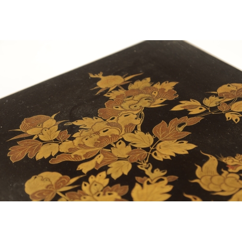 201 - A JAPANESE MEIJI PERIOD LACQUER WORK WRITING BOX of rectangular form with relief japanned lacquer de... 