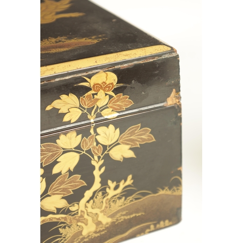 201 - A JAPANESE MEIJI PERIOD LACQUER WORK WRITING BOX of rectangular form with relief japanned lacquer de... 