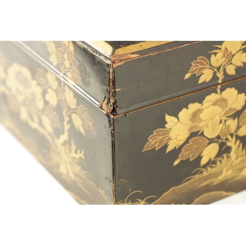 201 - A JAPANESE MEIJI PERIOD LACQUER WORK WRITING BOX of rectangular form with relief japanned lacquer de... 