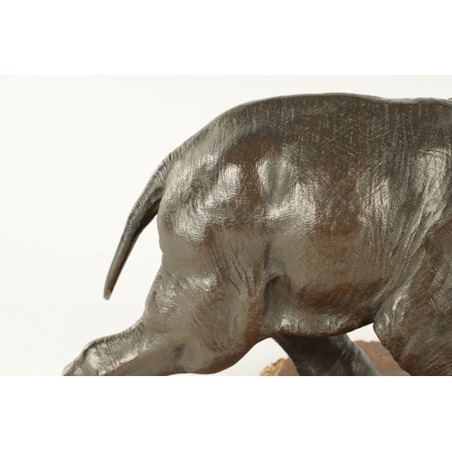 209 - A LATE 19TH CENTURY JAPANESE MEIJI PERIOD BRONZE SCULPTURE realistically modelled Elephant in a stam... 