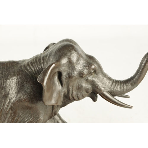 209 - A LATE 19TH CENTURY JAPANESE MEIJI PERIOD BRONZE SCULPTURE realistically modelled Elephant in a stam... 