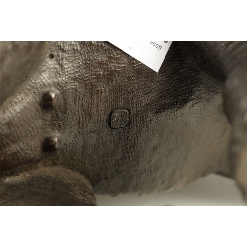 209 - A LATE 19TH CENTURY JAPANESE MEIJI PERIOD BRONZE SCULPTURE realistically modelled Elephant in a stam... 