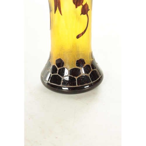 22 - A CHARLES SCHNEIDER ART DECO LE VERRE FRANCAIS CAMEO GLASS VASE the striated yellow vaseline ground ... 