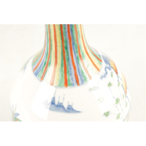 232 - A LATE CHINESE POLYCHROME BULBOUS VASE WITH TAPERED NECK AND SWOLLEN TOP decorated all-round with pa... 