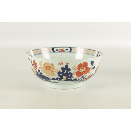 233 - AN 18TH CENTURY JAPANESE IMARI BOWL with polychrome coloured floral decoration (28cm diameter)