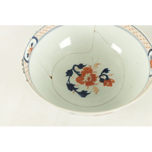 233 - AN 18TH CENTURY JAPANESE IMARI BOWL with polychrome coloured floral decoration (28cm diameter)