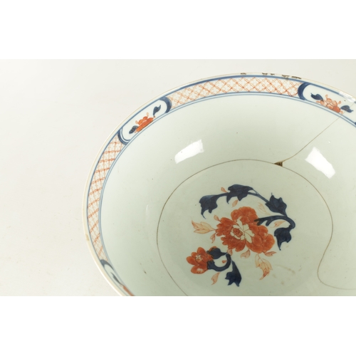 233 - AN 18TH CENTURY JAPANESE IMARI BOWL with polychrome coloured floral decoration (28cm diameter)