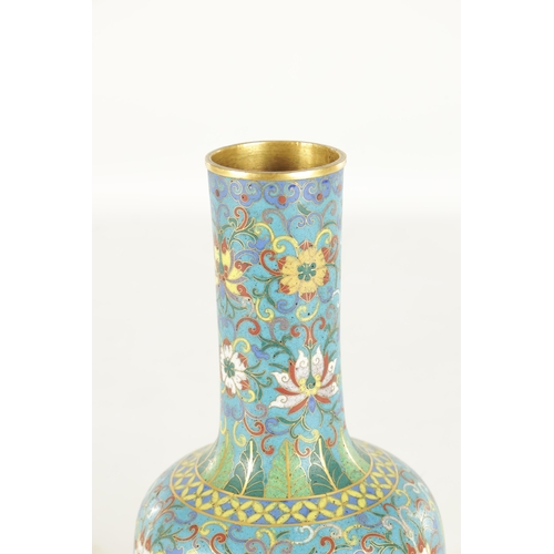 257 - AN 18TH CENTURY CHINESE CLOISONNÉ BELL SHAPED VASE with brightly coloured floral enamels. (32cm high... 