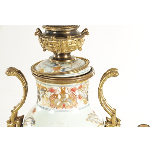 269 - A PAIR OF LATE 19TH CENTURY JAPANESE MEIJI IMARI AND GILT VASE LAMPS OF AESTHETIC DESIGN with bloomi... 