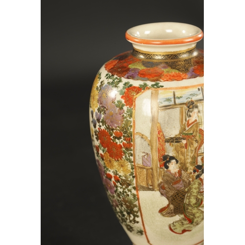 272 - A PAIR OF 19TH CENTURY JAPANESE SATSUMA CABINET VASES with figural panels and floral decoration - st... 