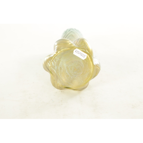 28 - AN ART NOUVEAU LOETZ TYPE IRIDESCENT GLASS VASE the stylish swirled base moulded body, with slender ... 