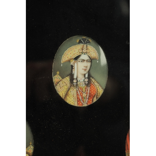 295 - A FRAMED COLLECTION OF 19TH CENTURY INDIAN PORTRAIT MINIATURES ON IVORY, depicting eight mogul emper... 