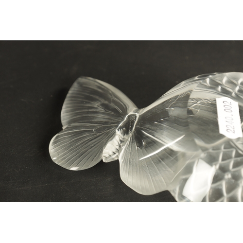 32 - A RENE LALIQUE 'PAPILLONS ET DAHLIA' CLEAR GLASS PIN TRAY with embossed butterfly etched signature b... 