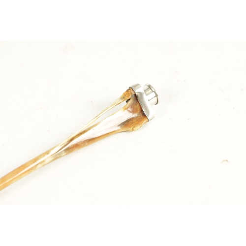 327 - A GEORGE V SILVER MOUNTED HARE BONE CIGARETTE/CIGAR HOLDER, the polished bone with silver mount hall... 