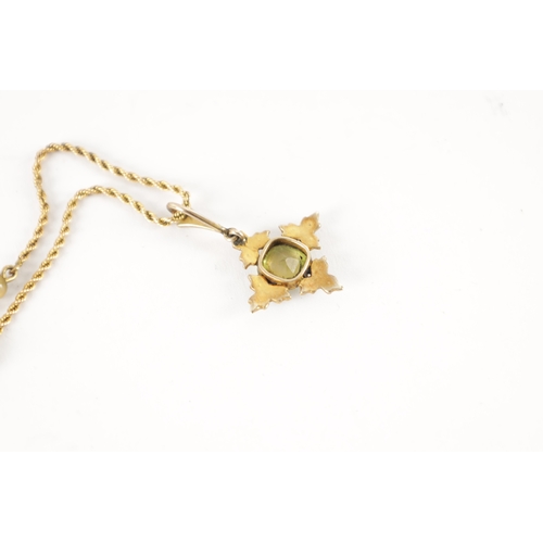 330 - A 9CT GOLD CITRINE AND PEARL PENDANT NECKLACE TOGETHER WITH A PAIR OF 9CT GOLD CUFFLINKS total weigh... 