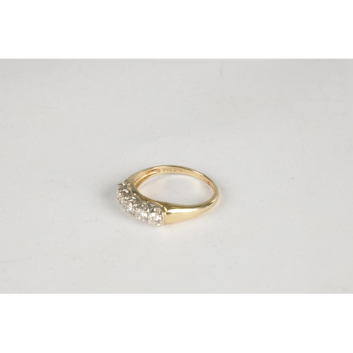 334 - A LADIES 14CT GOLD FIVE STONE DIAMOND RING, total weight app. 2.7g, ring size O.