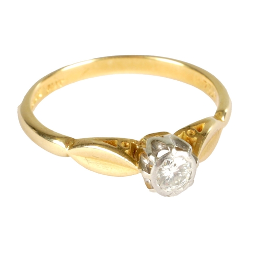 345 - A LADIES 18CT GOLD SOLITAIRE DIAMOND RING, total weight app. 2.7g, ring size N/O.