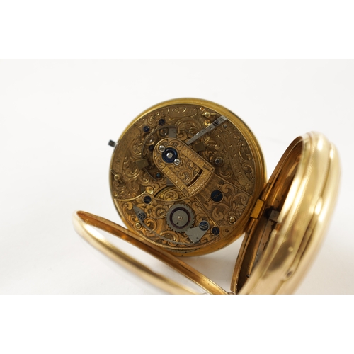 350 - J. JOHNSON, LIVERPOOL. AN 18CT GOLD OPEN FACED POCKET WATCH, engine turned case enclosing an enamel ... 