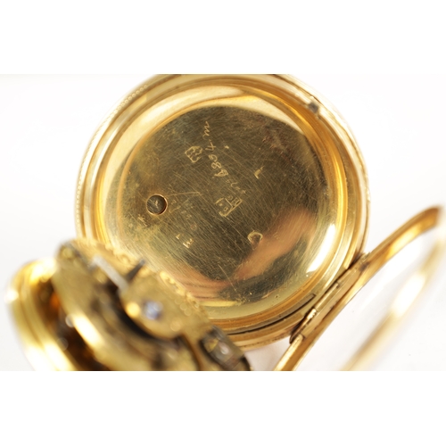 350 - J. JOHNSON, LIVERPOOL. AN 18CT GOLD OPEN FACED POCKET WATCH, engine turned case enclosing an enamel ... 