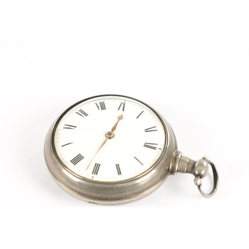 351 - J. RYLAND, ORMSKIRK. A SILVER PAIR CASED POCKET WATCH WITH RARE CHAFF CUTTER ESCAPEMENT, plain case ... 