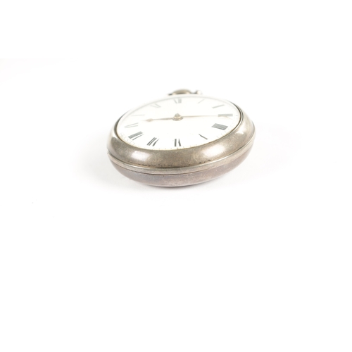 351 - J. RYLAND, ORMSKIRK. A SILVER PAIR CASED POCKET WATCH WITH RARE CHAFF CUTTER ESCAPEMENT, plain case ... 