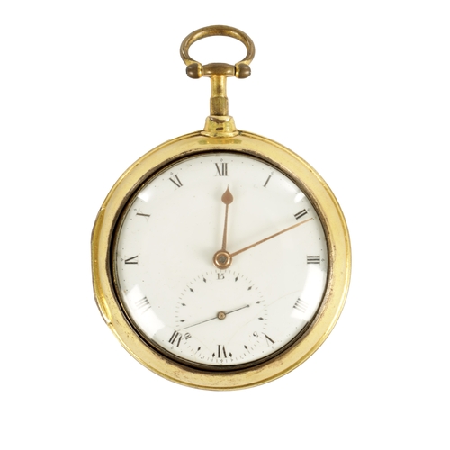 355 - PETER LITHERLAND, LIVERPOOL. A RARE GILT PAIR CASED POCKET WATCH WITH RACK LEVER ESCAPEMENT, plain o... 