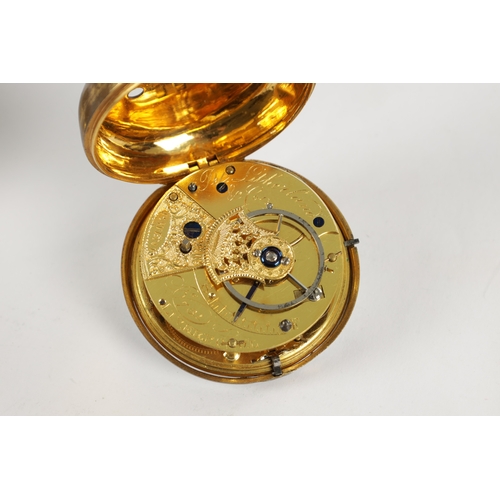 355 - PETER LITHERLAND, LIVERPOOL. A RARE GILT PAIR CASED POCKET WATCH WITH RACK LEVER ESCAPEMENT, plain o... 