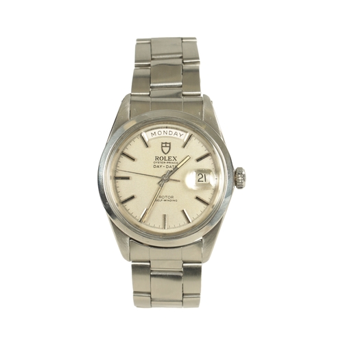 356 - A RARE STAINLESS STEEL “JUMBO” OYSTER PRINCE DAY-DATE ROLEX TUDOR WRIST WATCH on steel oyster bracel... 