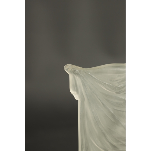 36 - AN R LALIQUE FRANCE CLEAR AND FROSTED GLASS ‘THAIS’ STATUETTE with outstretched arms and draped cost... 