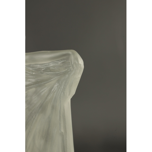 36 - AN R LALIQUE FRANCE CLEAR AND FROSTED GLASS ‘THAIS’ STATUETTE with outstretched arms and draped cost... 