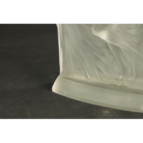 36 - AN R LALIQUE FRANCE CLEAR AND FROSTED GLASS ‘THAIS’ STATUETTE with outstretched arms and draped cost... 