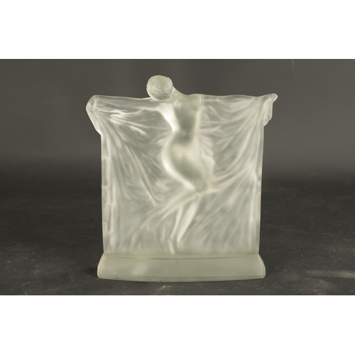 36 - AN R LALIQUE FRANCE CLEAR AND FROSTED GLASS ‘THAIS’ STATUETTE with outstretched arms and draped cost... 